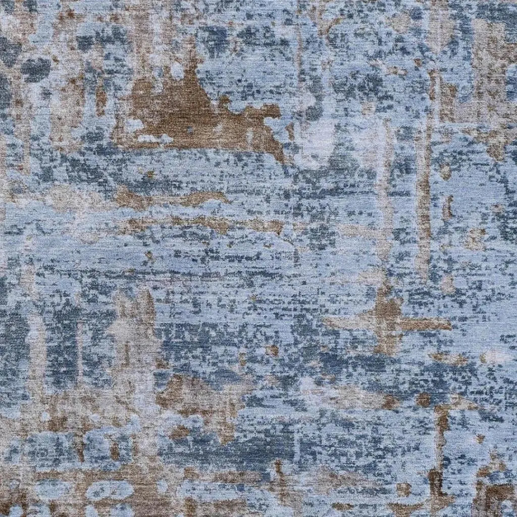 8' X 10' Blue And Gray Abstract Washable Indoor Outdoor Area Rug Homeroots Outdoor