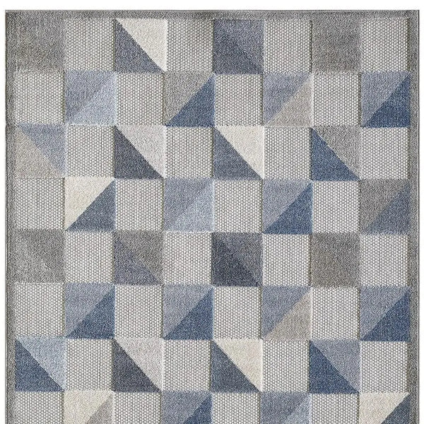 8' X 10' Blue And Gray Geometric Stain Resistant Indoor Outdoor Area Rug Homeroots Outdoor