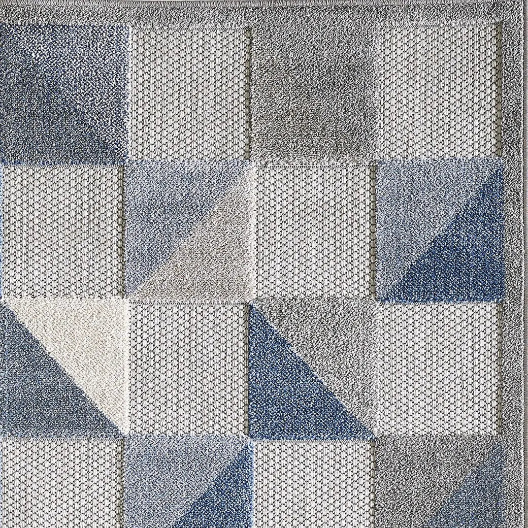 8' X 10' Blue And Gray Geometric Stain Resistant Indoor Outdoor Area Rug Homeroots Outdoor