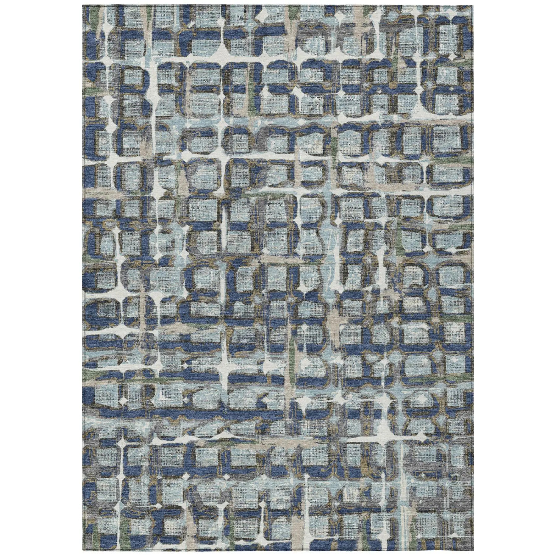 8' X 10' Blue And Gray Geometric Washable Indoor Outdoor Area Rug Homeroots Outdoor