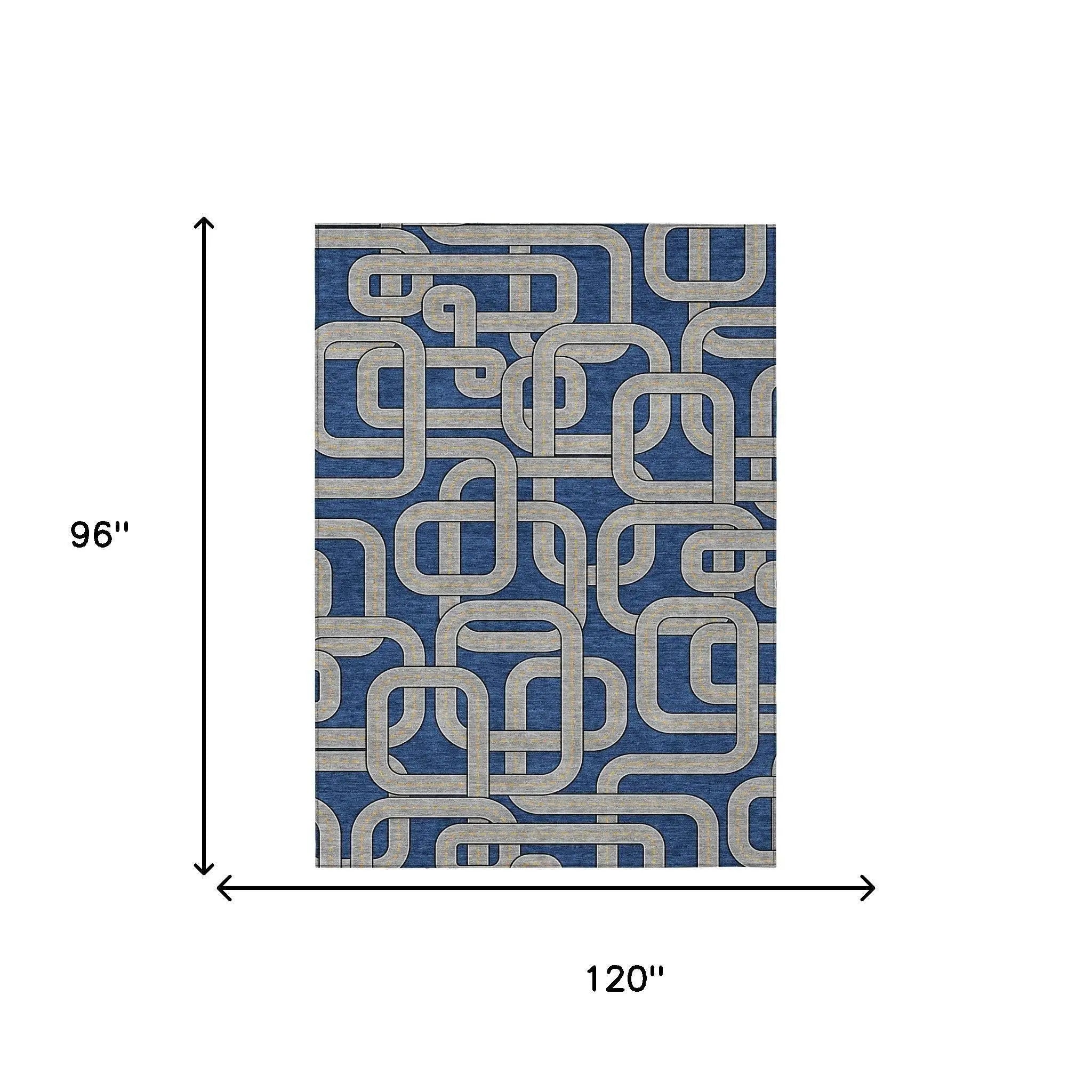 8' X 10' Blue And Gray Geometric Washable Indoor Outdoor Area Rug Homeroots Outdoor