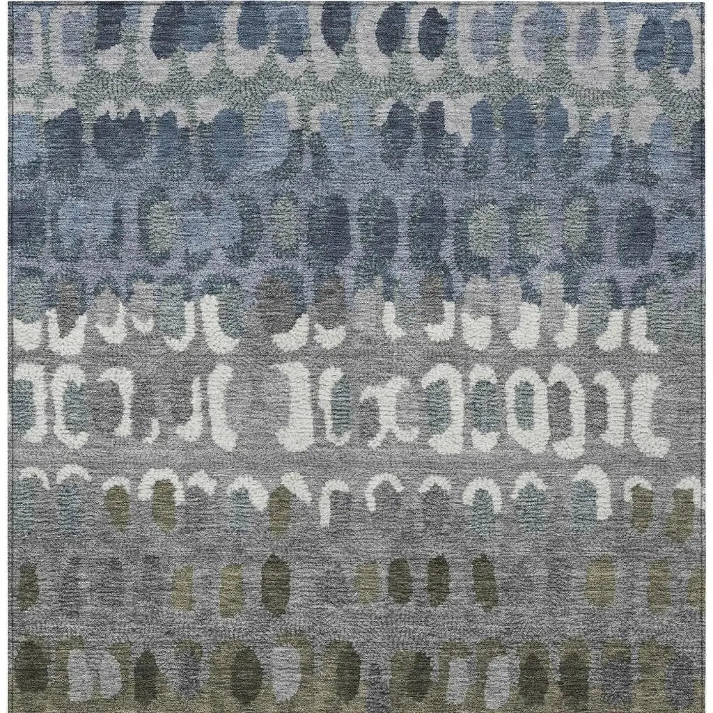 8' X 10' Blue And Gray Geometric Washable Indoor Outdoor Area Rug Homeroots Outdoor