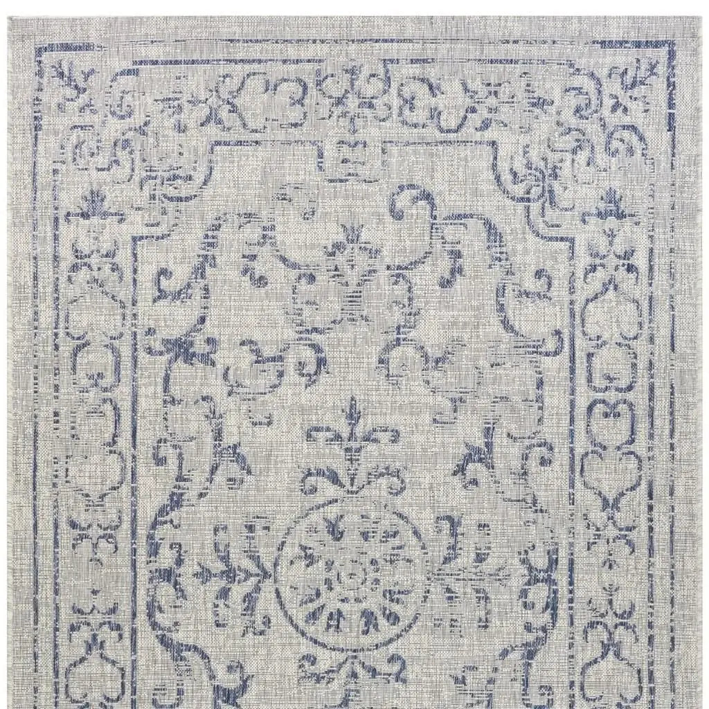 8' X 10' Blue And Gray Indoor Outdoor Area Rug Homeroots Outdoor