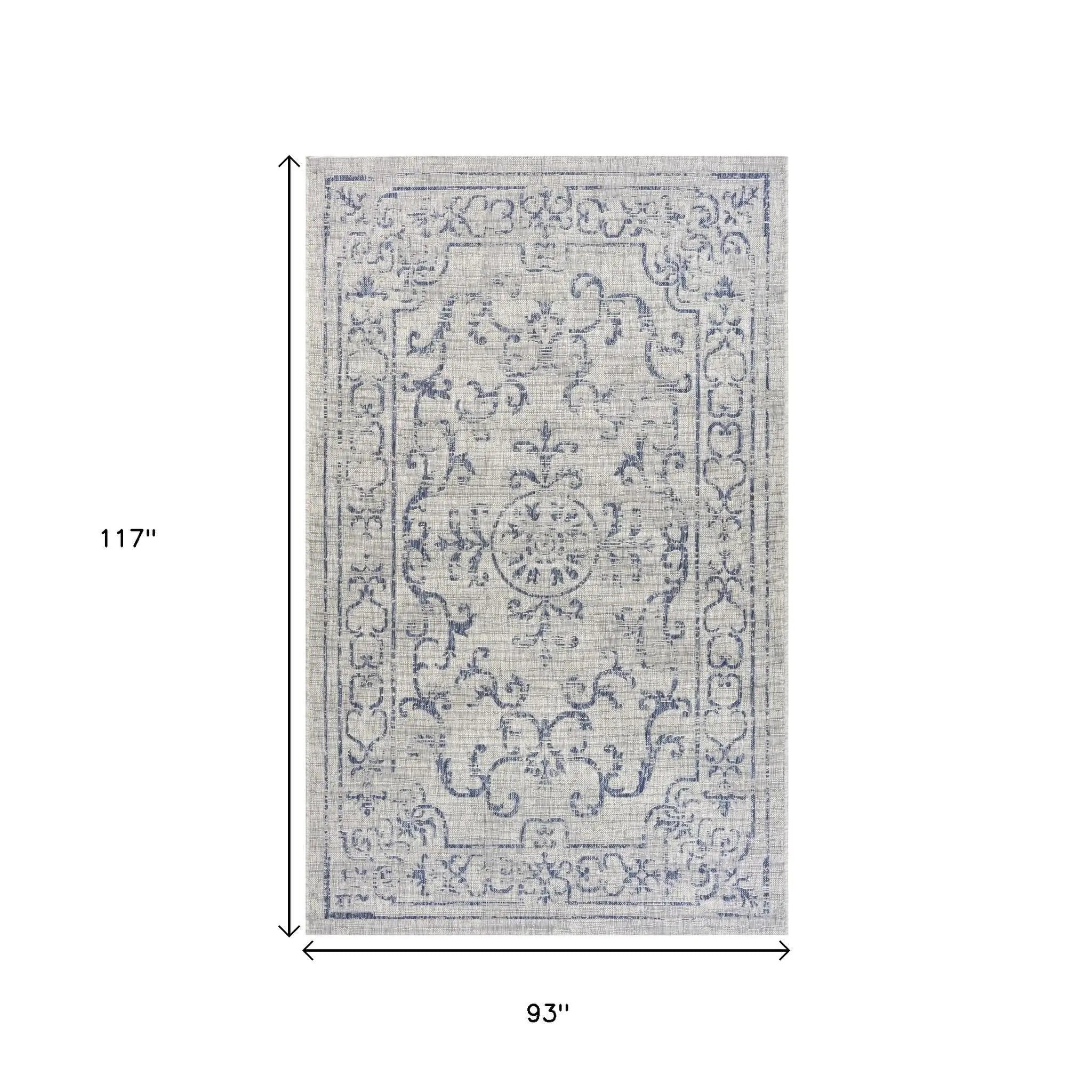 8' X 10' Blue And Gray Indoor Outdoor Area Rug Homeroots Outdoor