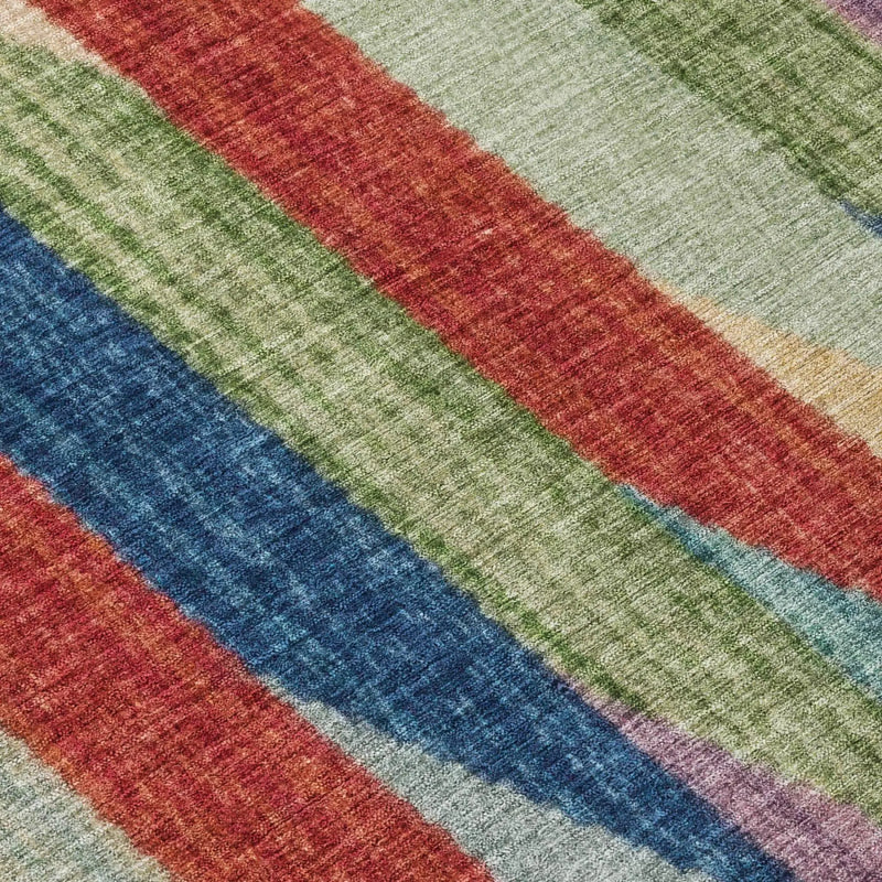 8' X 10' Blue And Gray Striped Washable Indoor Outdoor Area Rug Homeroots Outdoor