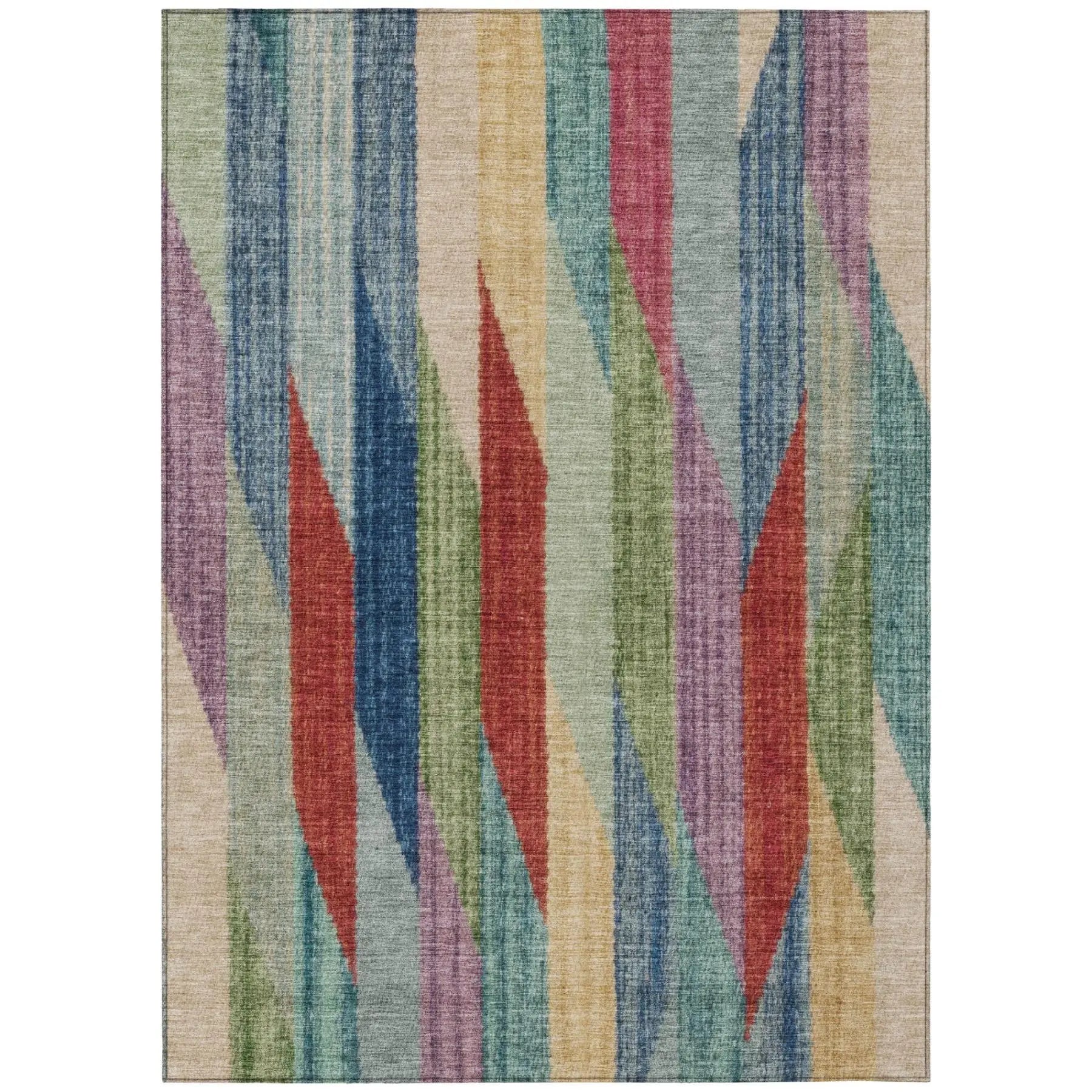 8' X 10' Blue And Gray Striped Washable Indoor Outdoor Area Rug Homeroots Outdoor
