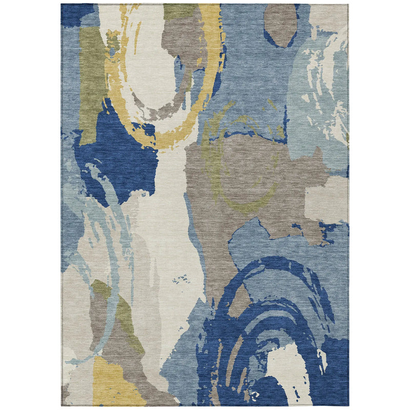 8' X 10' Blue And Green Abstract Washable Indoor Outdoor Area Rug Homeroots Outdoor