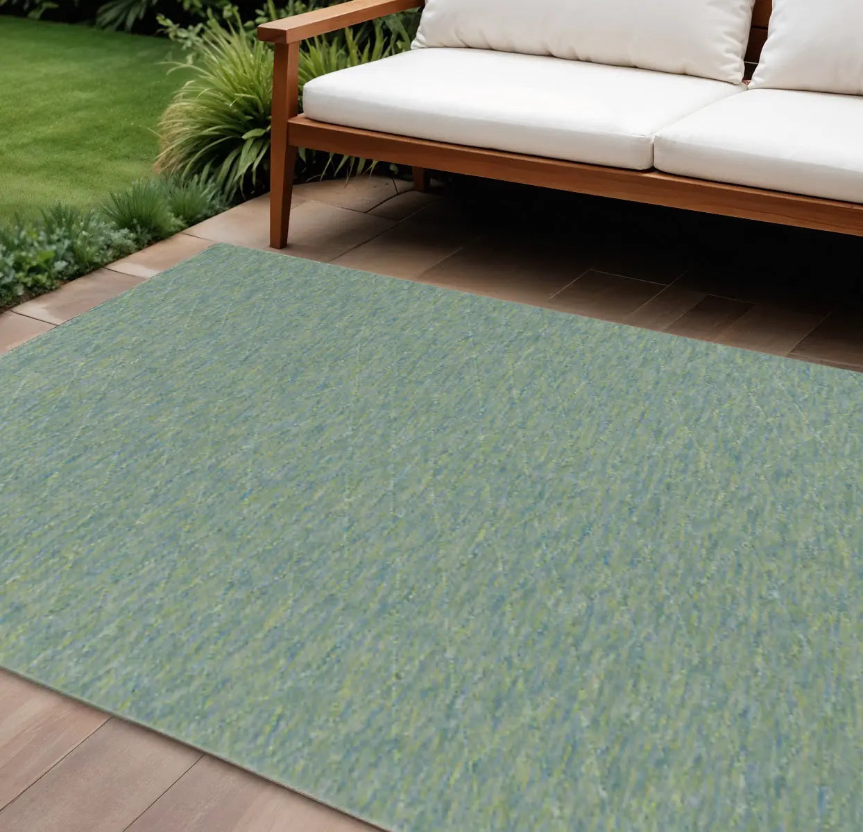 8' X 10' Blue And Green Geometric Indoor Outdoor Area Rug Homeroots Outdoor