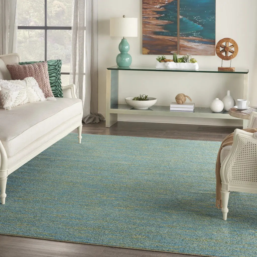 8' X 10' Blue And Green Indoor Outdoor Area Rug - GreatEagleInc