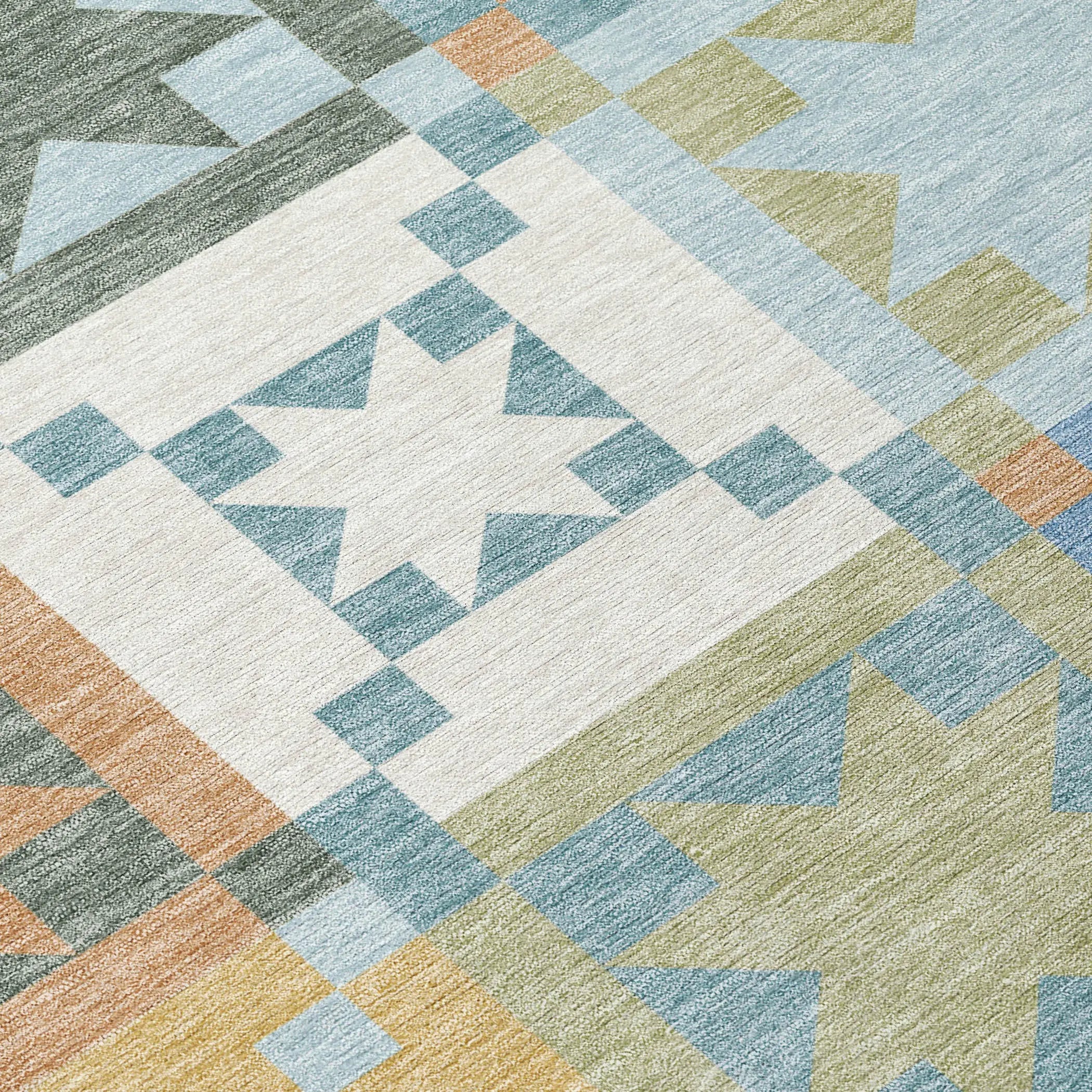 8' X 10' Blue And Green Patchwork Washable Indoor Outdoor Area Rug Homeroots Outdoor