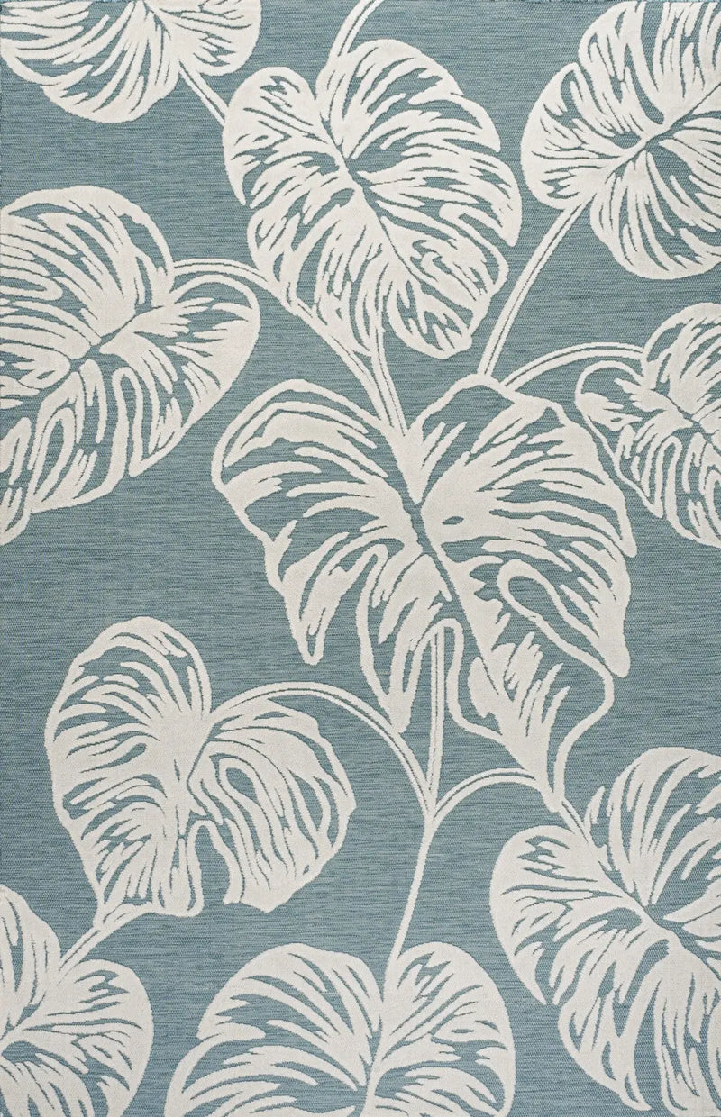 8' X 10' Blue And Ivory Floral Indoor Outdoor Area Rug - GreatEagleInc
