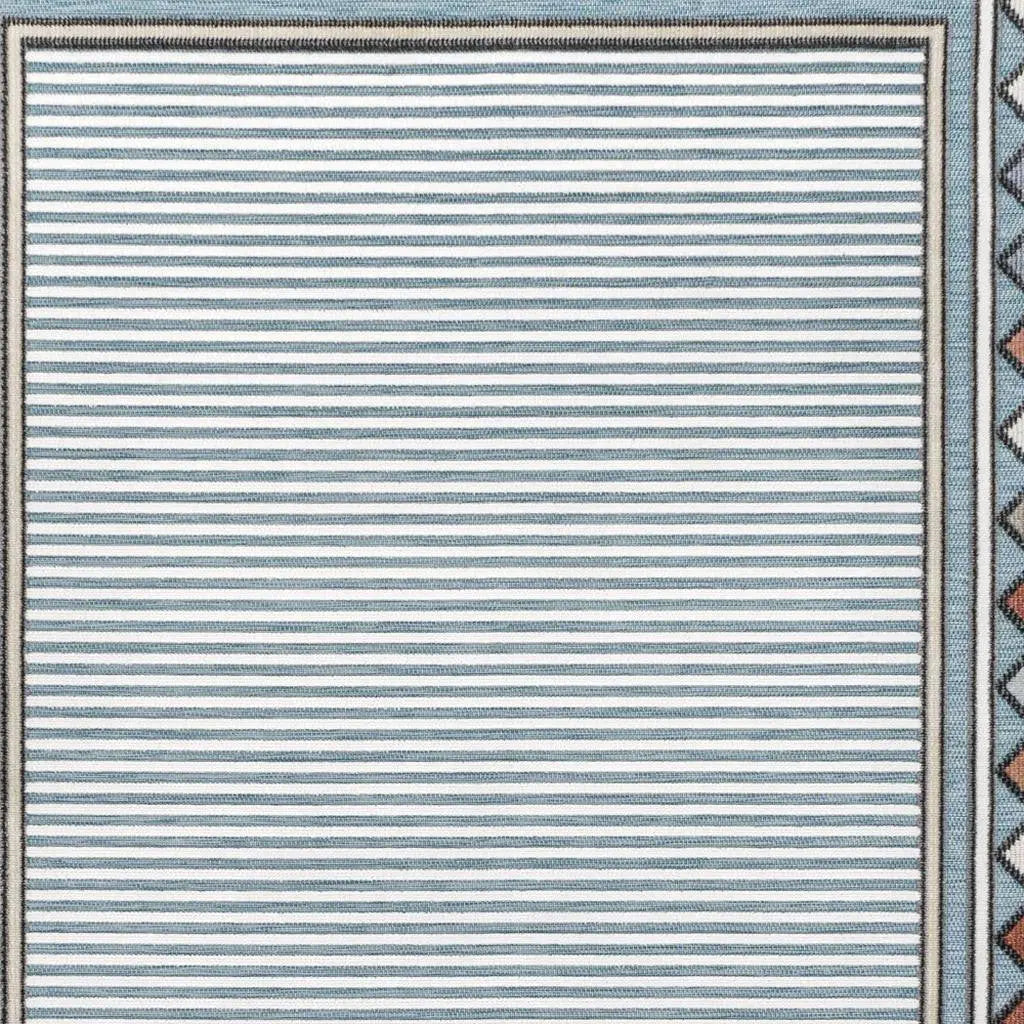 8' X 10' Blue And Ivory Geometric Indoor Outdoor Area Rug Homeroots Outdoor
