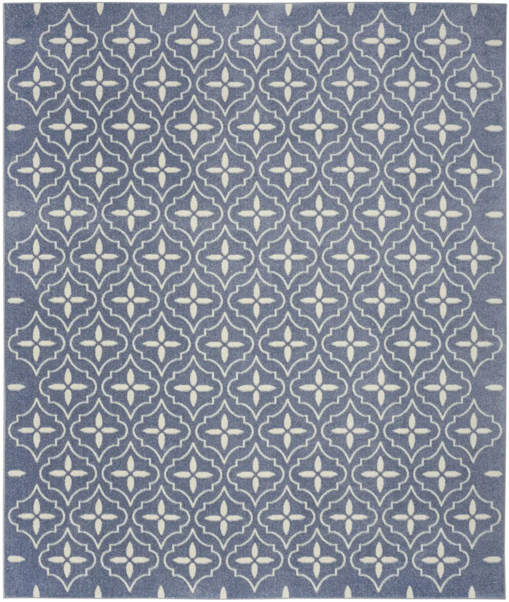 8' X 10' Blue And Ivory Geometric Indoor Outdoor Area Rug Homeroots Outdoor