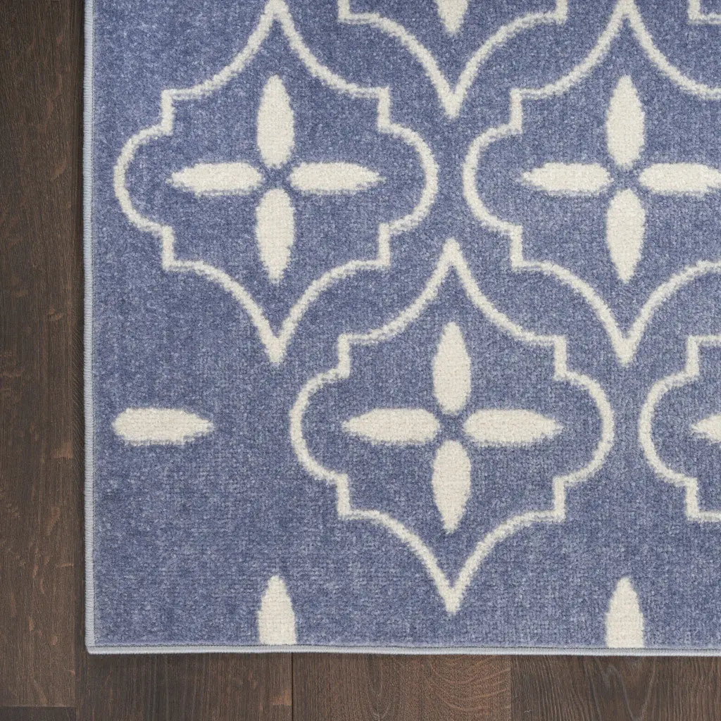 8' X 10' Blue And Ivory Geometric Indoor Outdoor Area Rug Homeroots Outdoor