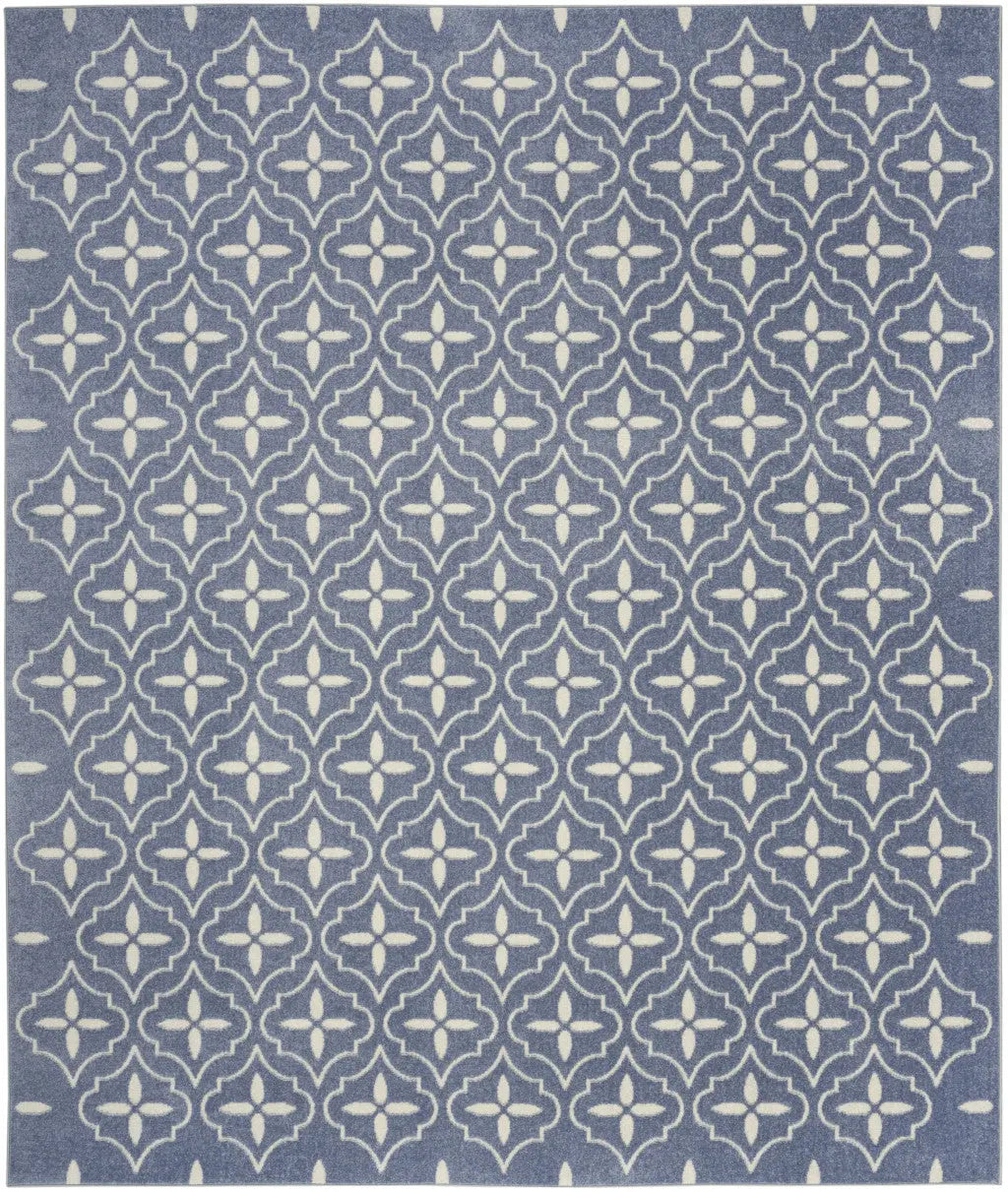 8' X 10' Blue And Ivory Geometric Indoor Outdoor Area Rug Homeroots Outdoor