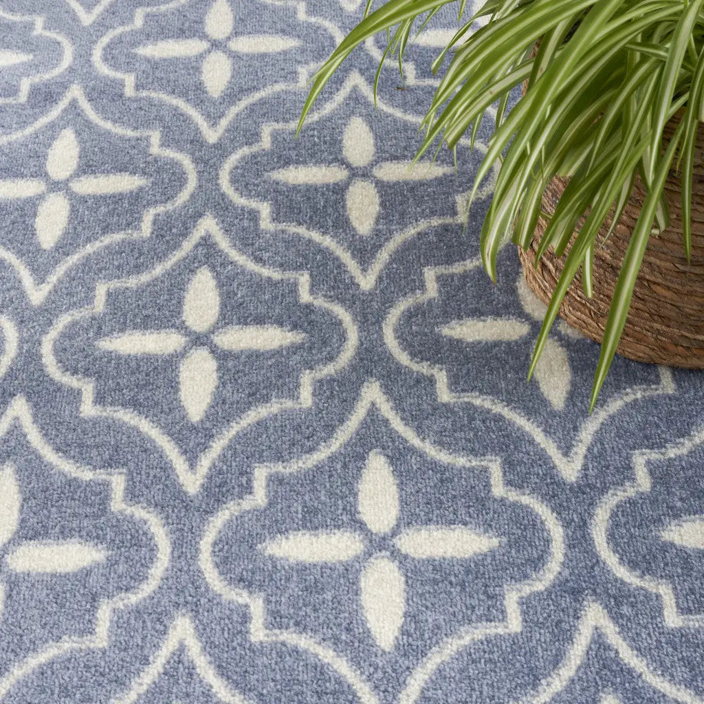 8' X 10' Blue And Ivory Geometric Indoor Outdoor Area Rug Homeroots Outdoor