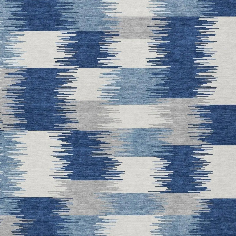 8' X 10' Blue And Ivory Geometric Washable Indoor Outdoor Area Rug Homeroots Outdoor