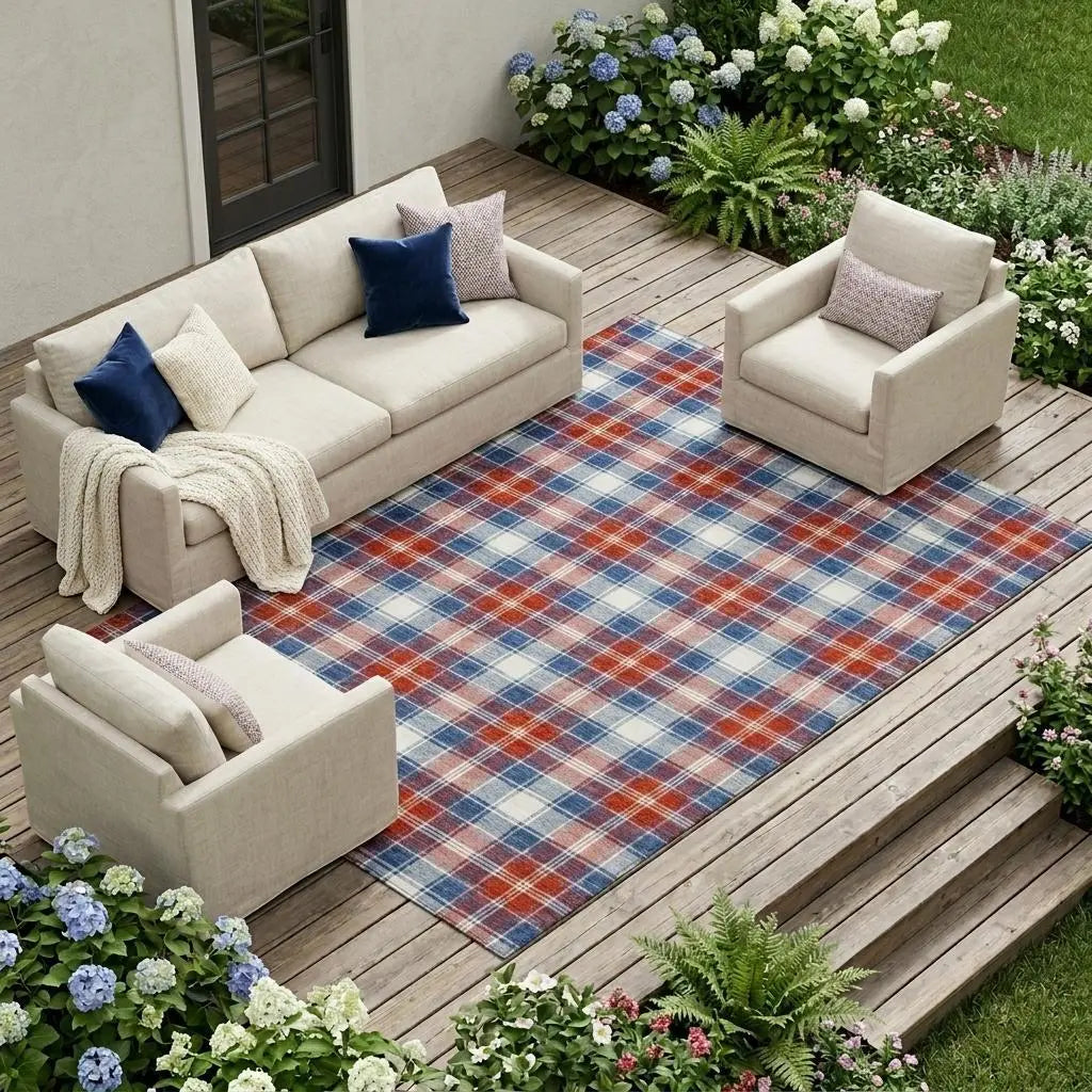 8' X 10' Blue And Ivory Geometric Washable Indoor Outdoor Area Rug Homeroots Outdoor