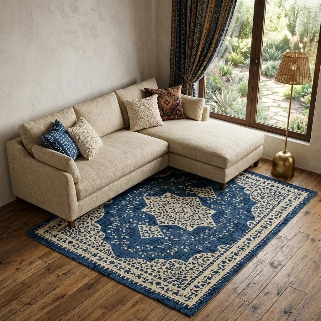 8' X 10' Blue And Ivory Oriental Hand Woven Area Rug Homeroots Home Decor