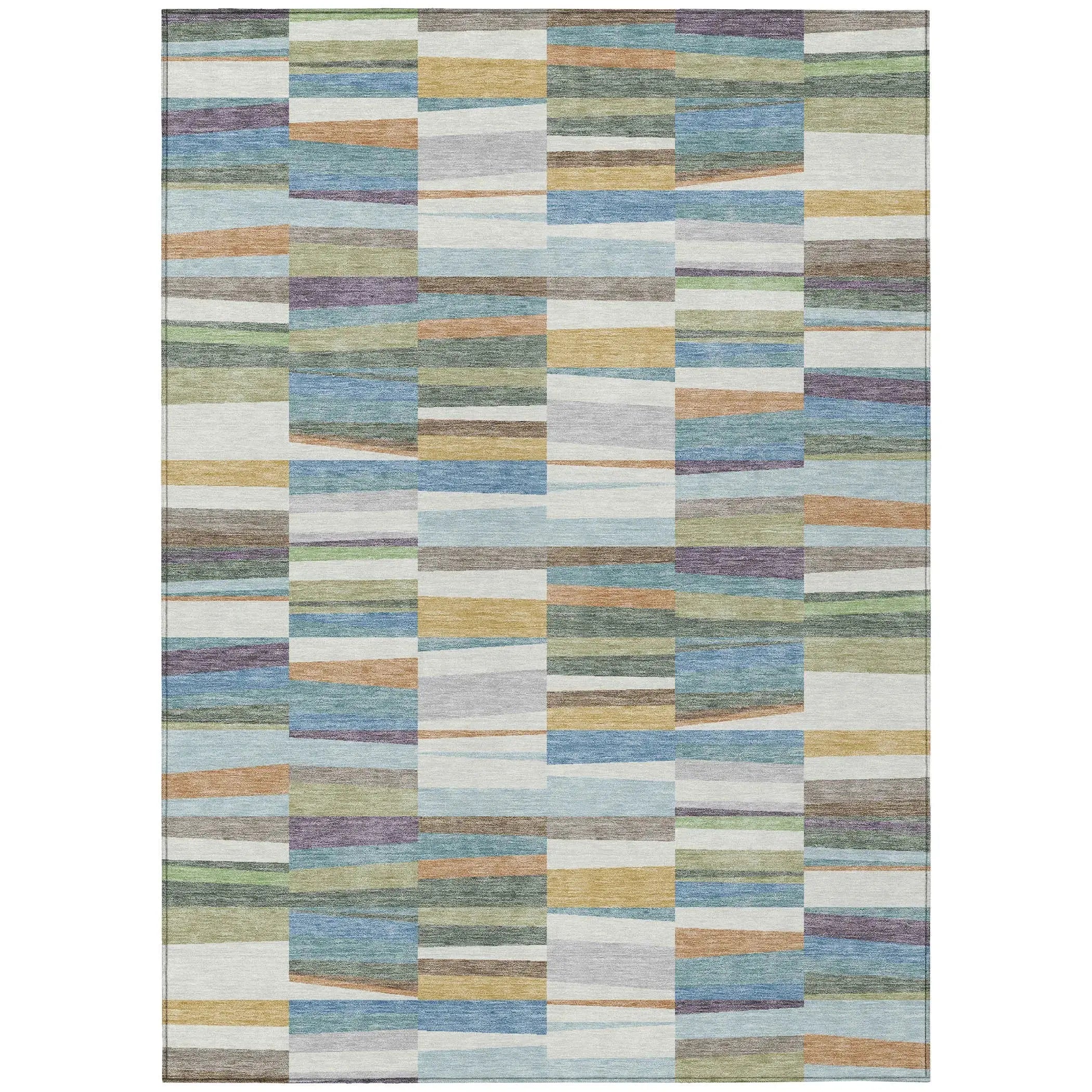 8' X 10' Blue And Ivory Striped Washable Indoor Outdoor Area Rug Homeroots Outdoor