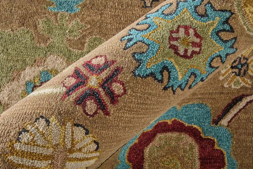 8' X 10' Blue And Ivory Wool Floral Hand Tufted Area Rug Homeroots Home Decor