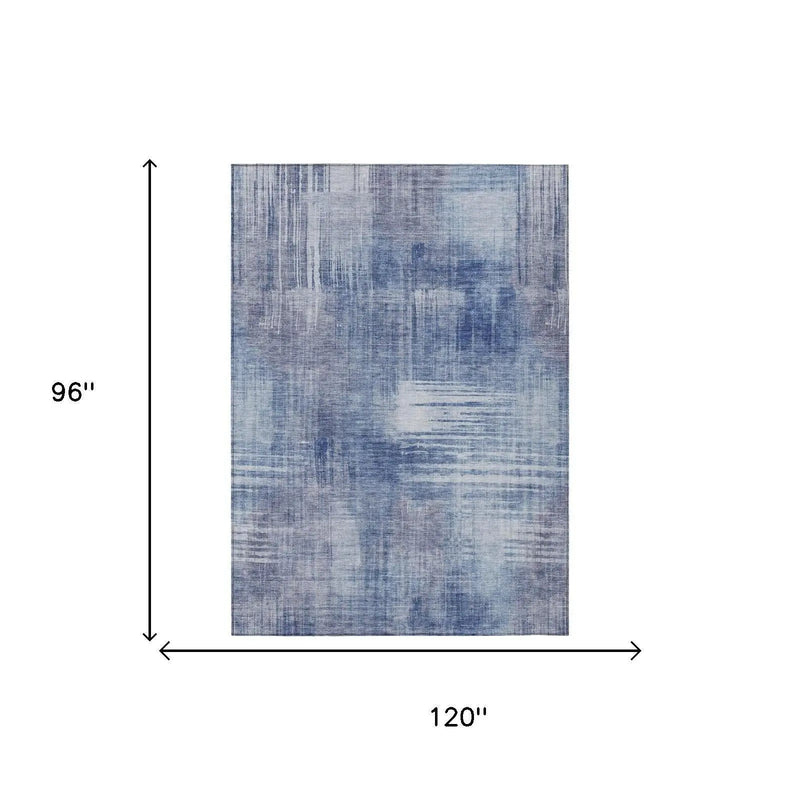 8' X 10' Blue And Lilac Abstract Washable Indoor Outdoor Area Rug Homeroots Outdoor