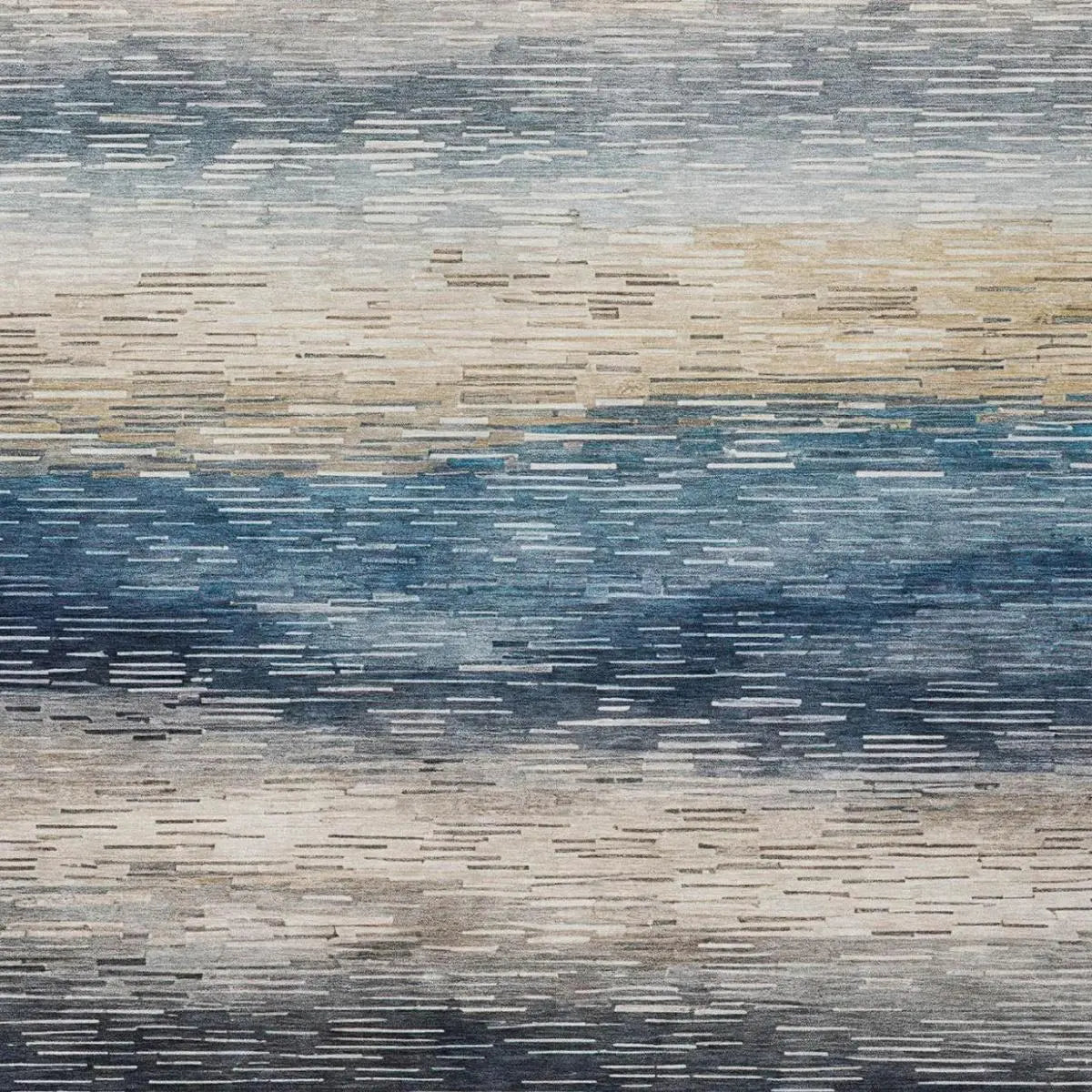 8' X 10' Blue And Linen Striped Washable Indoor Outdoor Area Rug Homeroots Outdoor
