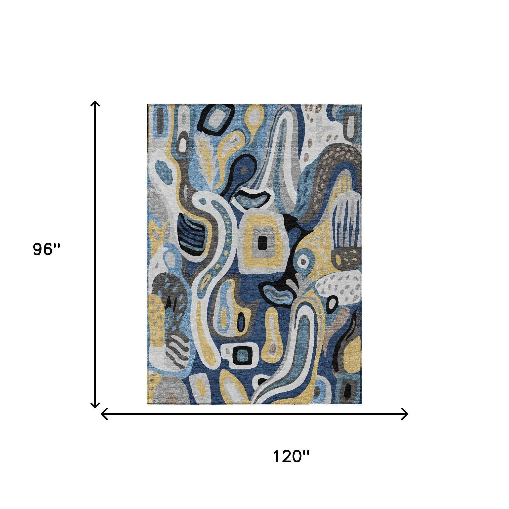 8' X 10' Blue And Navy Blue Abstract Washable Indoor Outdoor Area Rug Homeroots Outdoor