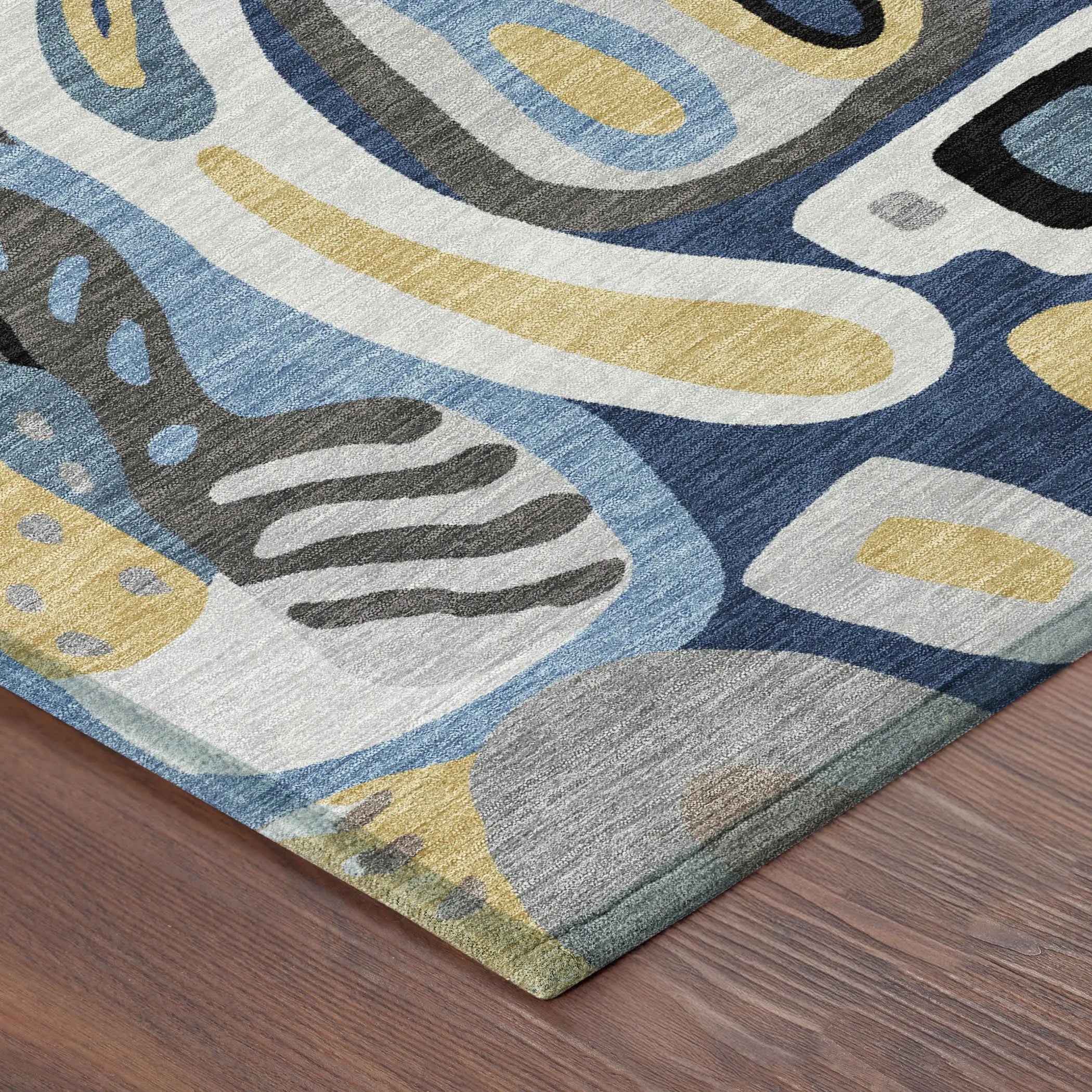8' X 10' Blue And Navy Blue Abstract Washable Indoor Outdoor Area Rug Homeroots Outdoor