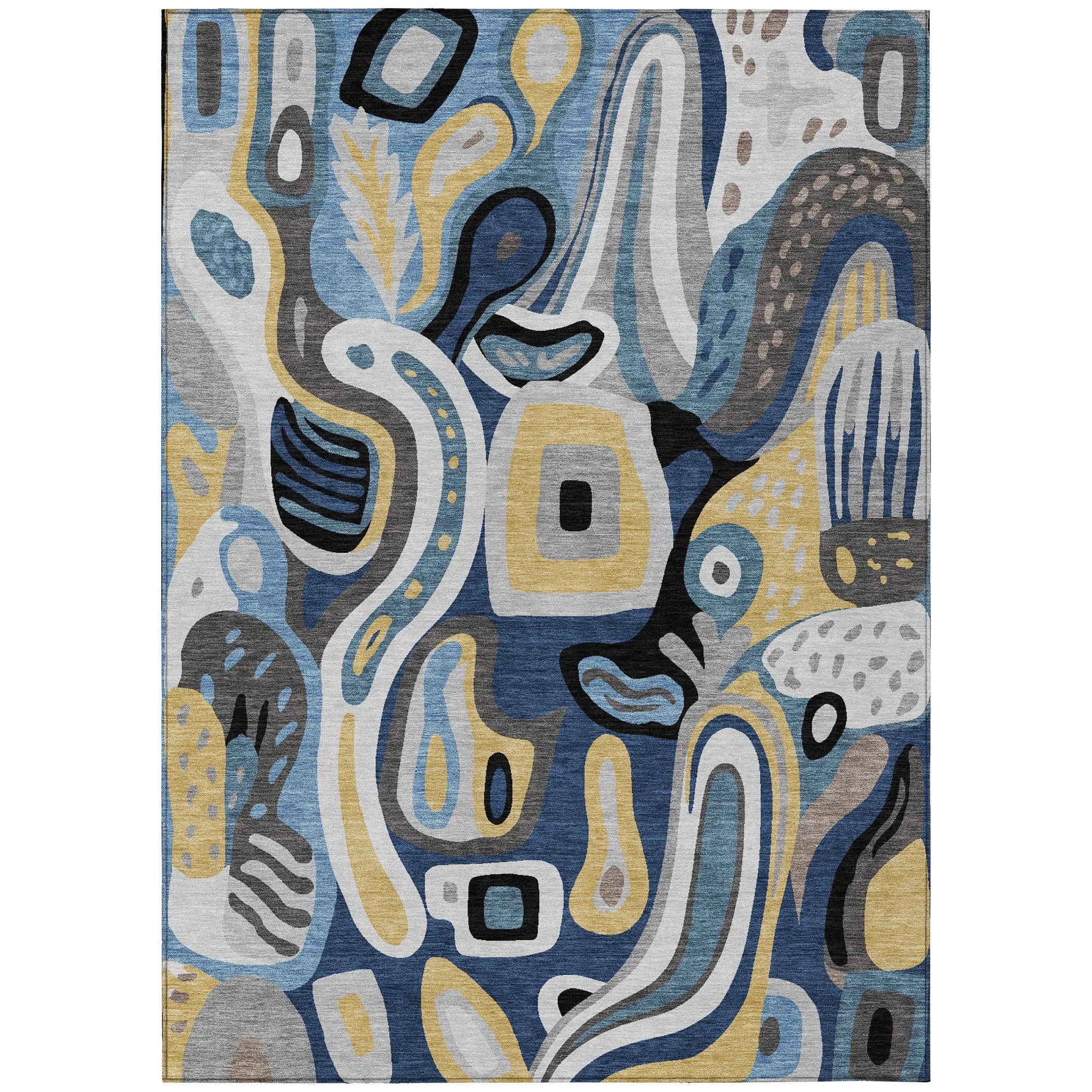 8' X 10' Blue And Navy Blue Abstract Washable Indoor Outdoor Area Rug Homeroots Outdoor