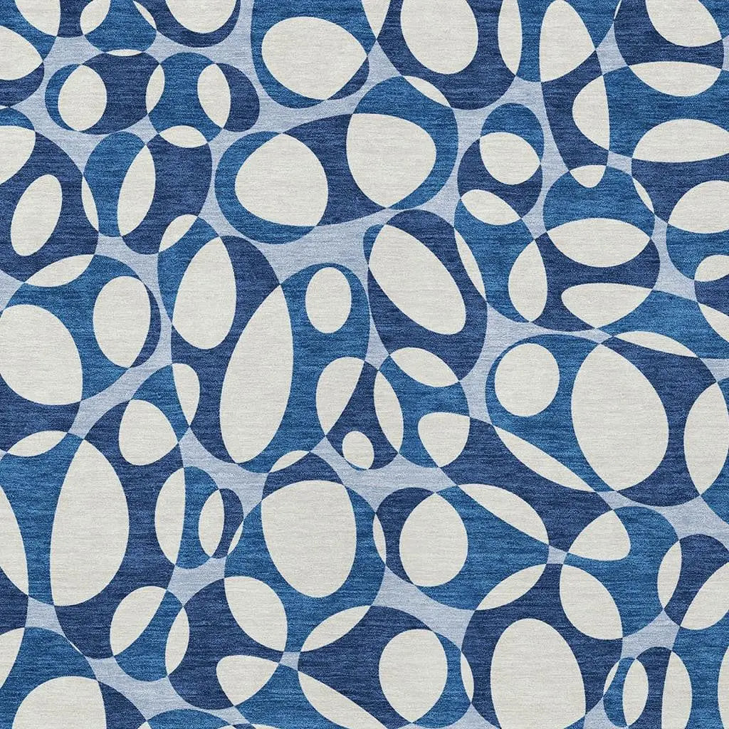 8' X 10' Blue And Navy Blue Abstract Washable Indoor Outdoor Area Rug Homeroots Outdoor