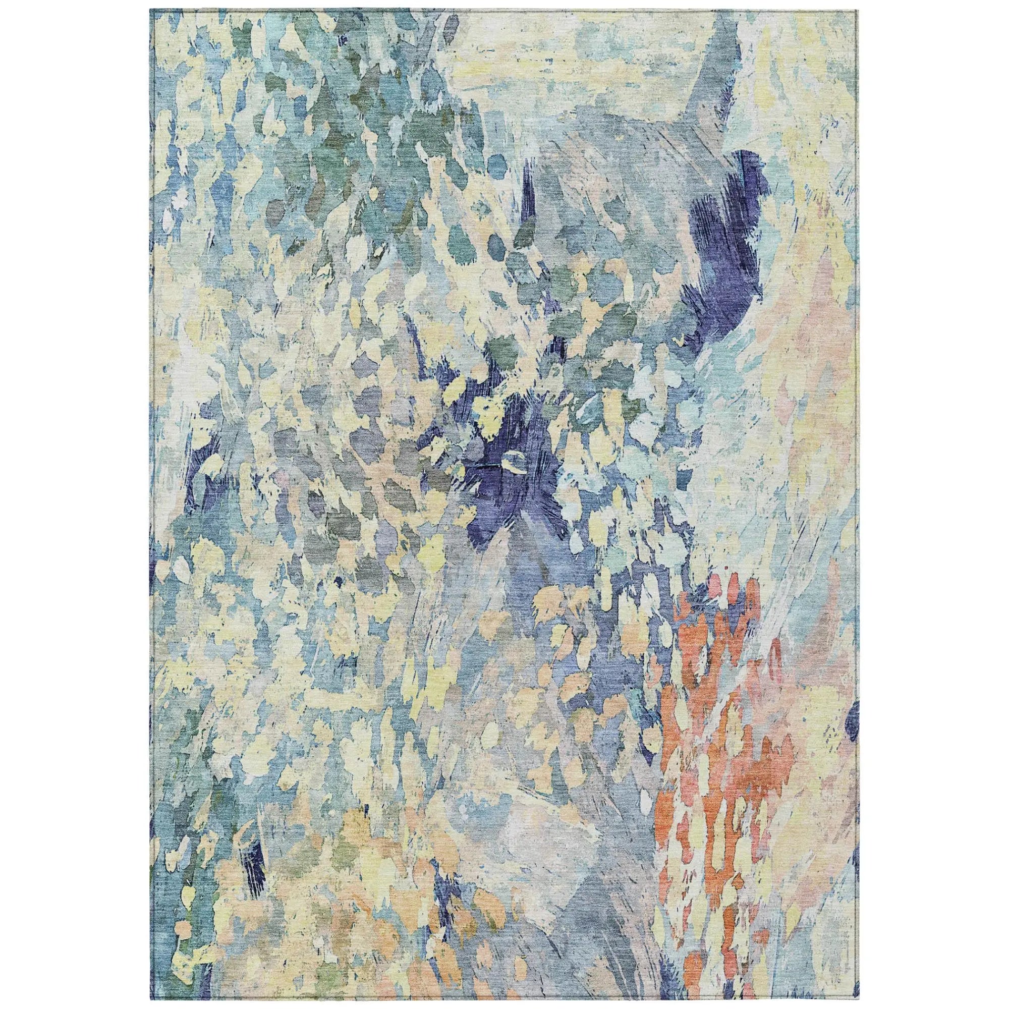 8' X 10' Blue And Pewter Abstract Washable Indoor Outdoor Area Rug Homeroots Outdoor