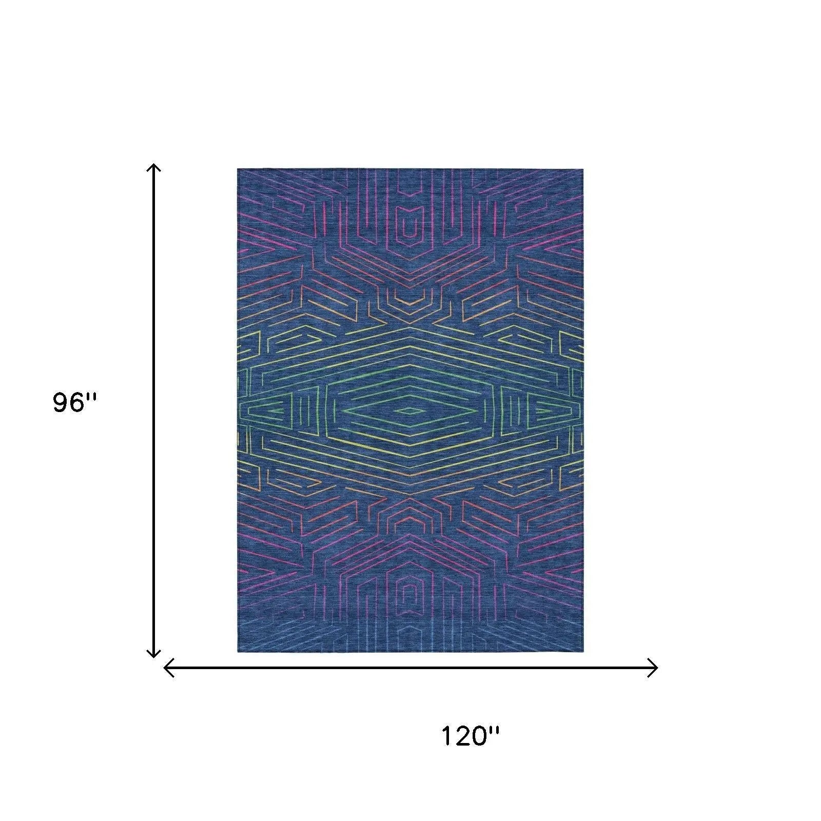 8' X 10' Blue And Purple Geometric Washable Indoor Outdoor Area Rug Homeroots Outdoor