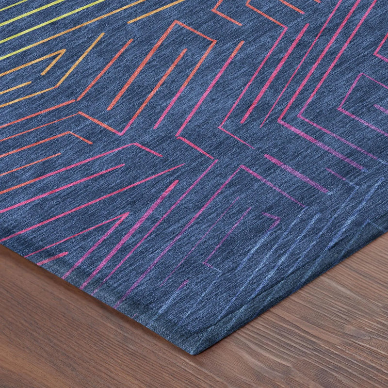 8' X 10' Blue And Purple Geometric Washable Indoor Outdoor Area Rug Homeroots Outdoor
