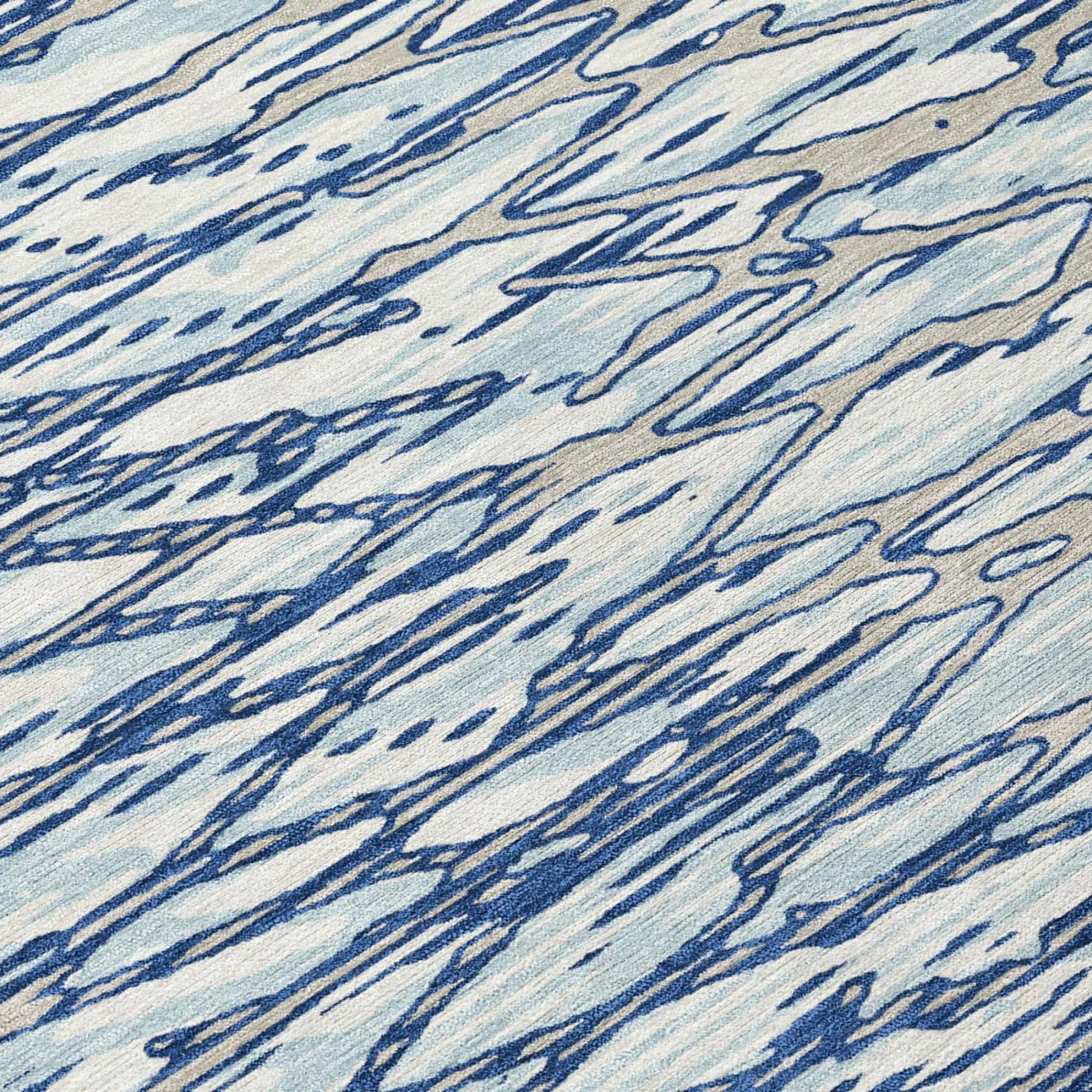 8' X 10' Blue And Silver Abstract Washable Indoor Outdoor Area Rug Homeroots Outdoor