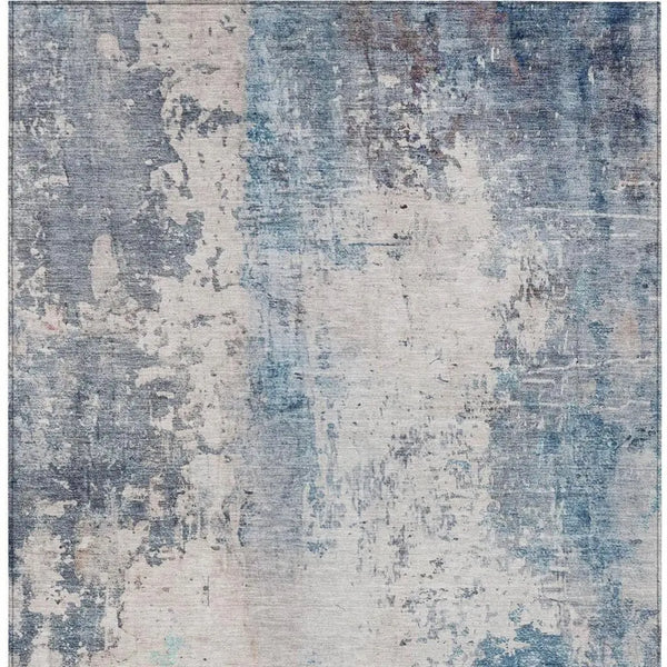 8' X 10' Blue And Silver Abstract Washable Indoor Outdoor Area Rug Homeroots Outdoor