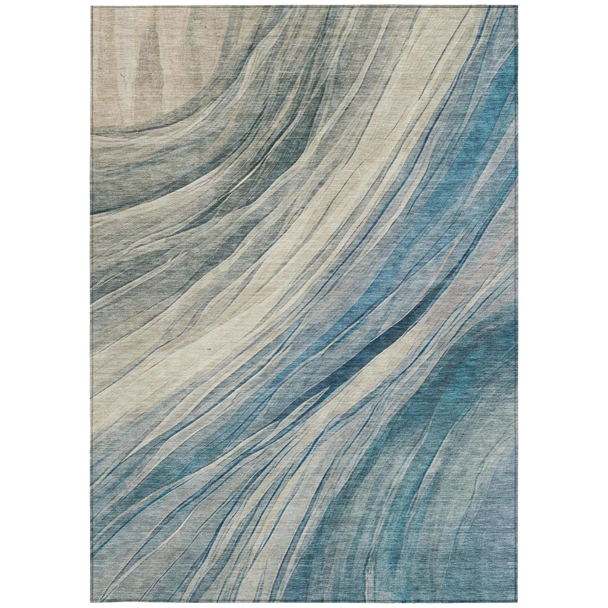 8' X 10' Blue And Silver Abstract Washable Indoor Outdoor Area Rug Homeroots Outdoor