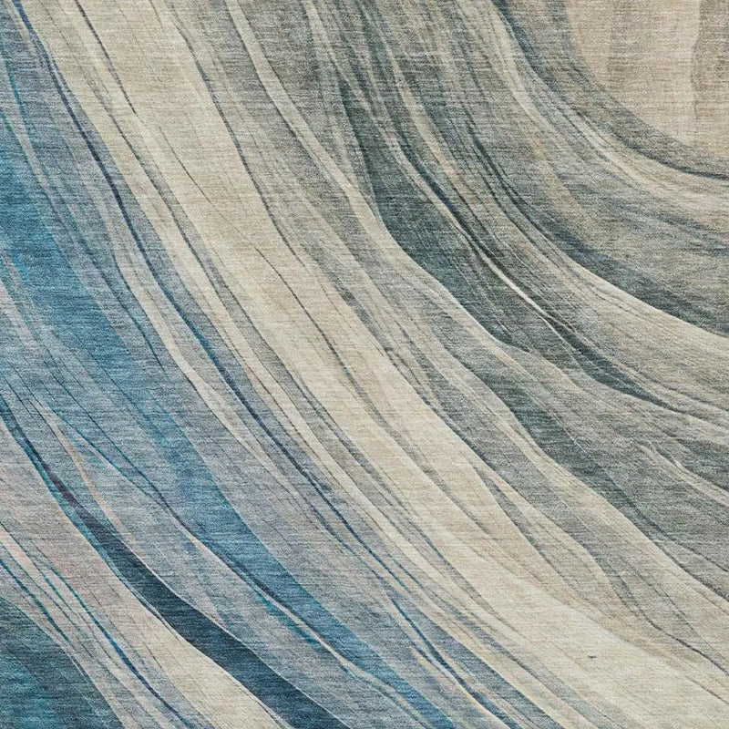 8' X 10' Blue And Silver Abstract Washable Indoor Outdoor Area Rug Homeroots Outdoor