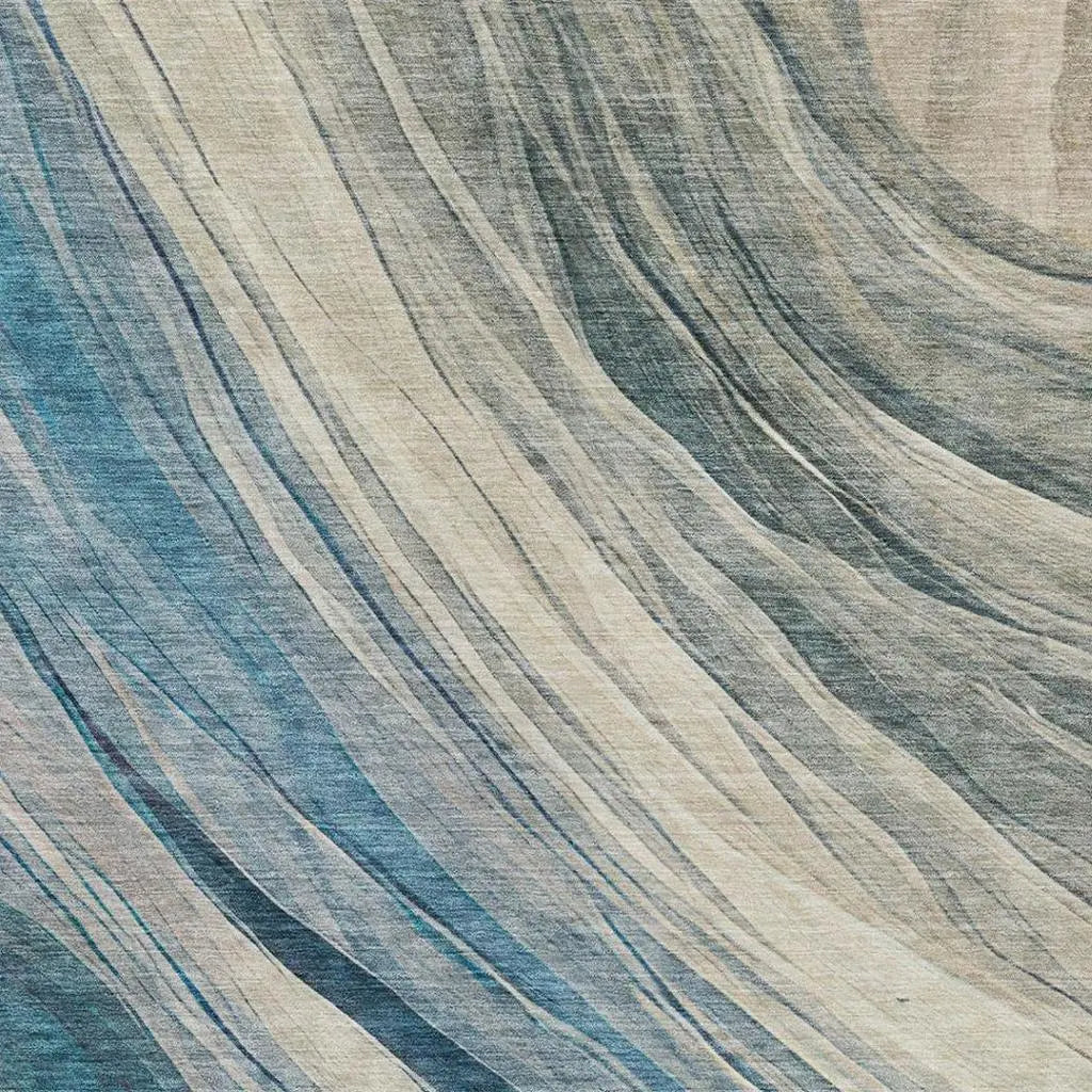 8' X 10' Blue And Silver Abstract Washable Indoor Outdoor Area Rug Homeroots Outdoor