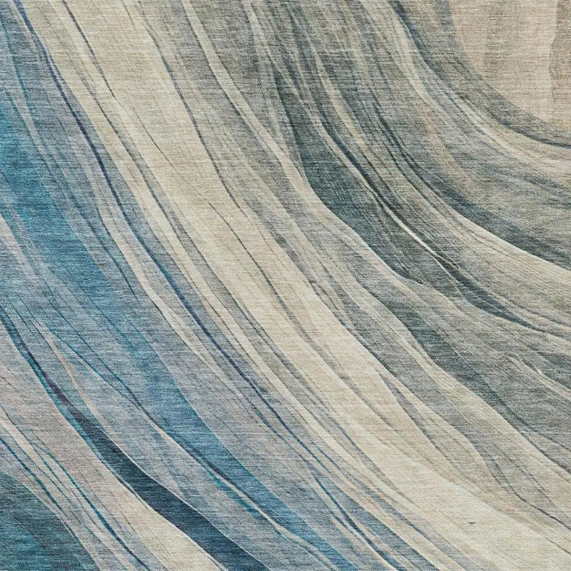 8' X 10' Blue And Silver Abstract Washable Indoor Outdoor Area Rug Homeroots Outdoor