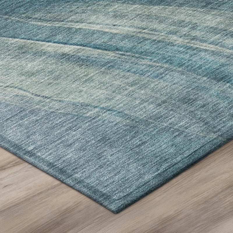 8' X 10' Blue And Silver Abstract Washable Indoor Outdoor Area Rug Homeroots Outdoor