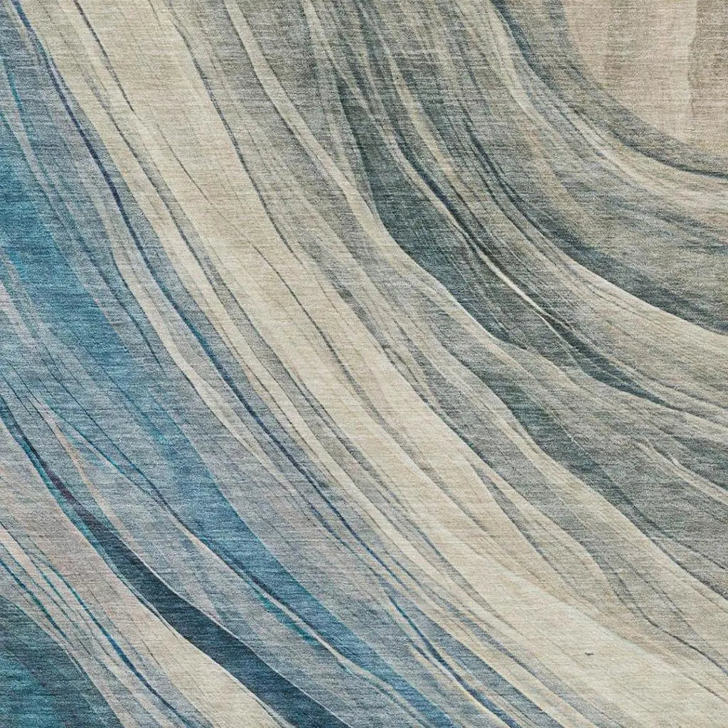 8' X 10' Blue And Silver Abstract Washable Indoor Outdoor Area Rug Homeroots Outdoor
