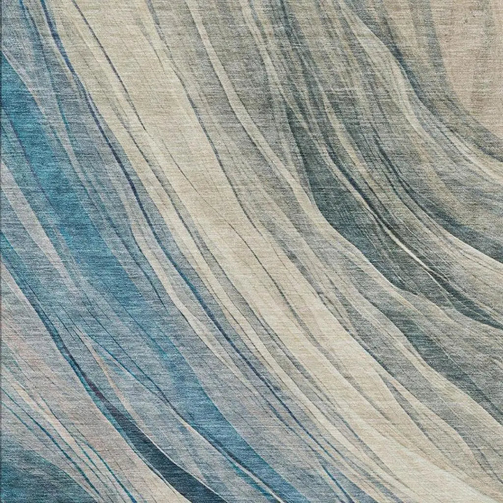 8' X 10' Blue And Silver Abstract Washable Indoor Outdoor Area Rug Homeroots Outdoor
