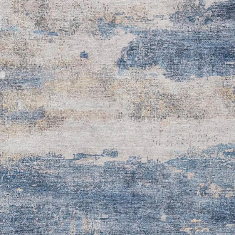 8' X 10' Blue And Silver Abstract Washable Indoor Outdoor Area Rug Homeroots Outdoor