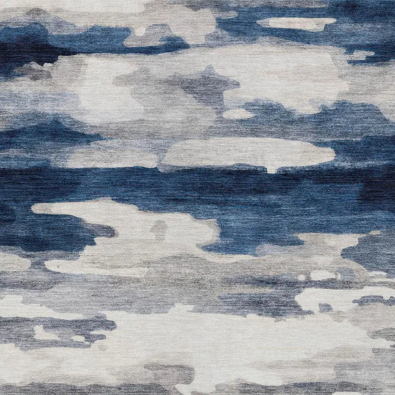 8' X 10' Blue And Silver Abstract Washable Indoor Outdoor Area Rug Homeroots Outdoor