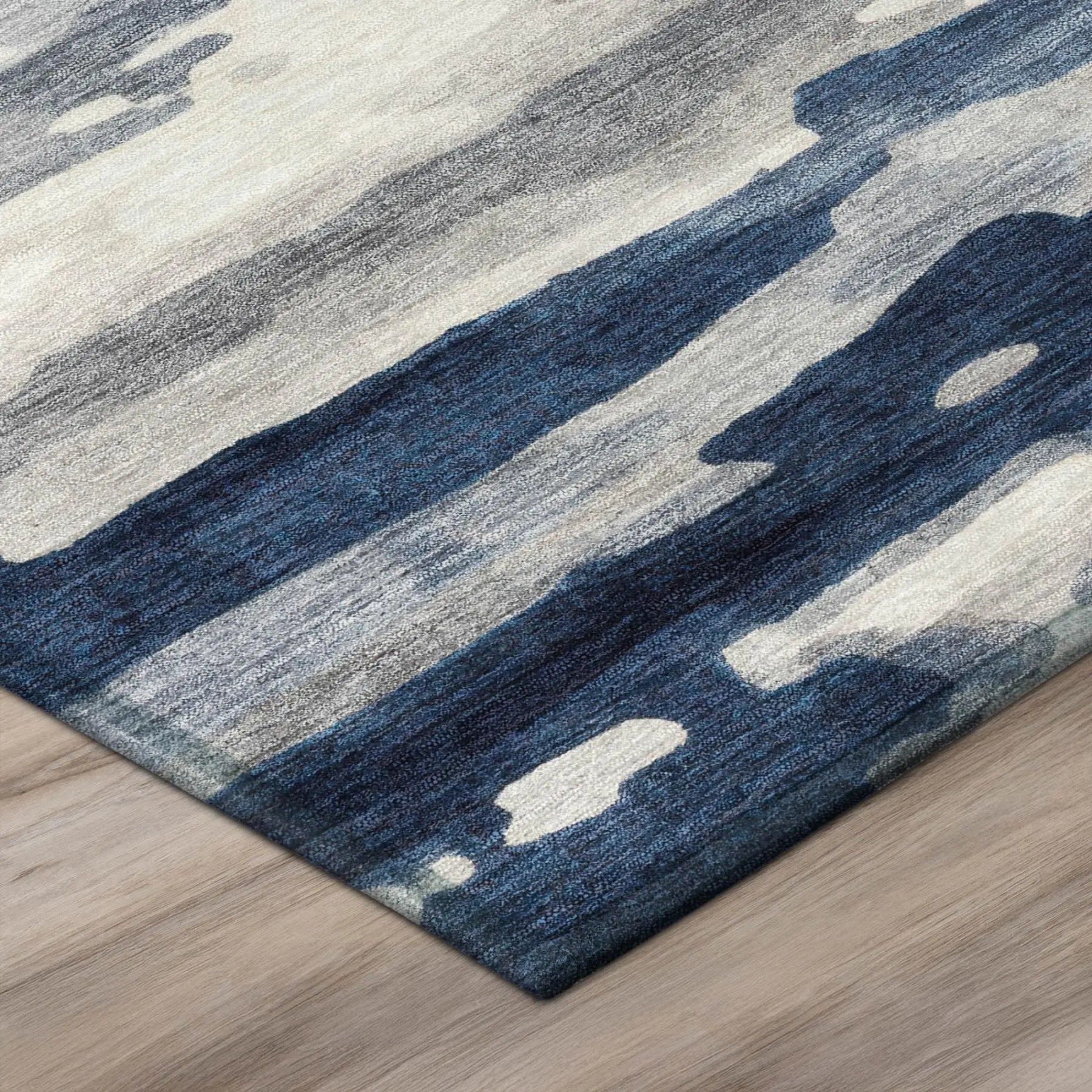 8' X 10' Blue And Silver Abstract Washable Indoor Outdoor Area Rug Homeroots Outdoor