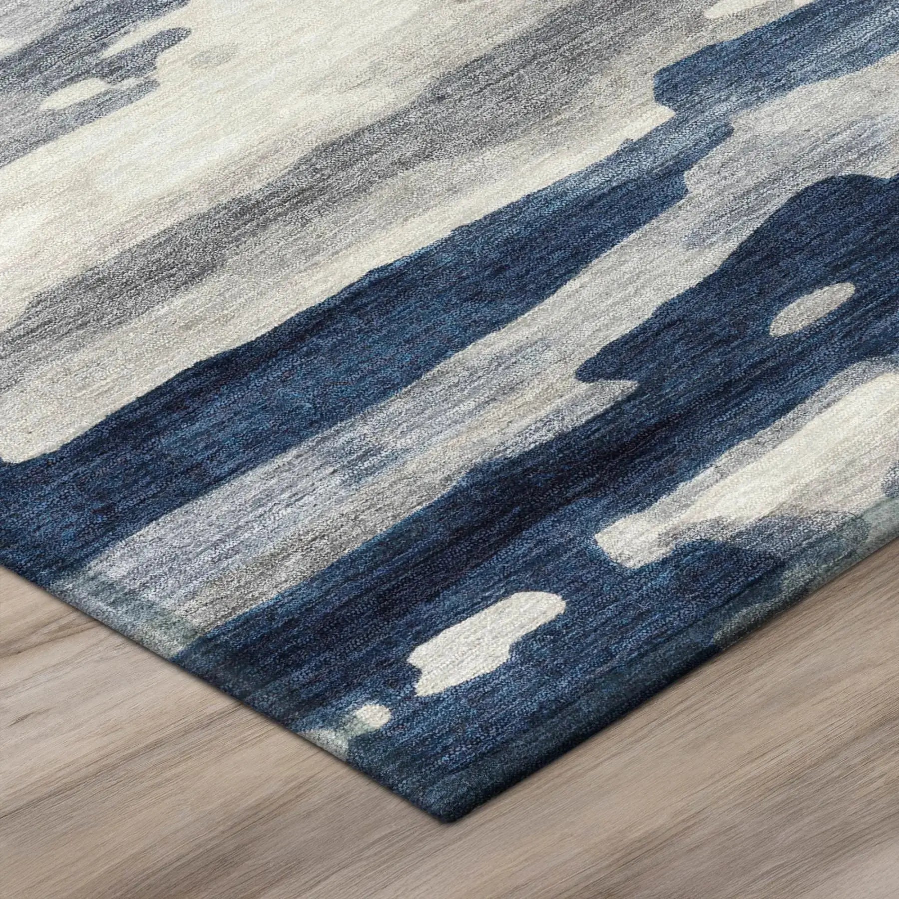 8' X 10' Blue And Silver Abstract Washable Indoor Outdoor Area Rug Homeroots Outdoor