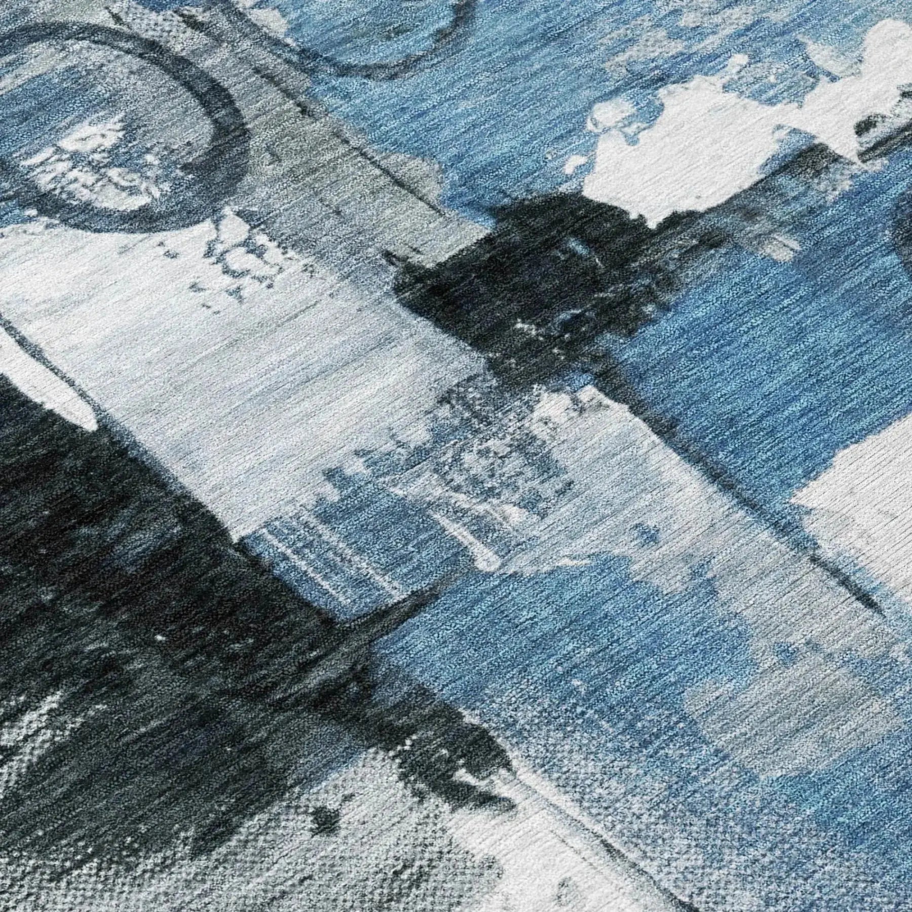 8' X 10' Blue And Silver Abstract Washable Indoor Outdoor Area Rug Homeroots Outdoor