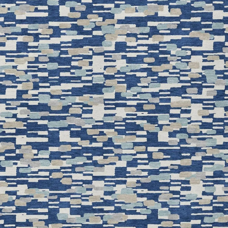 8' X 10' Blue And Silver Geometric Washable Indoor Outdoor Area Rug Homeroots Outdoor