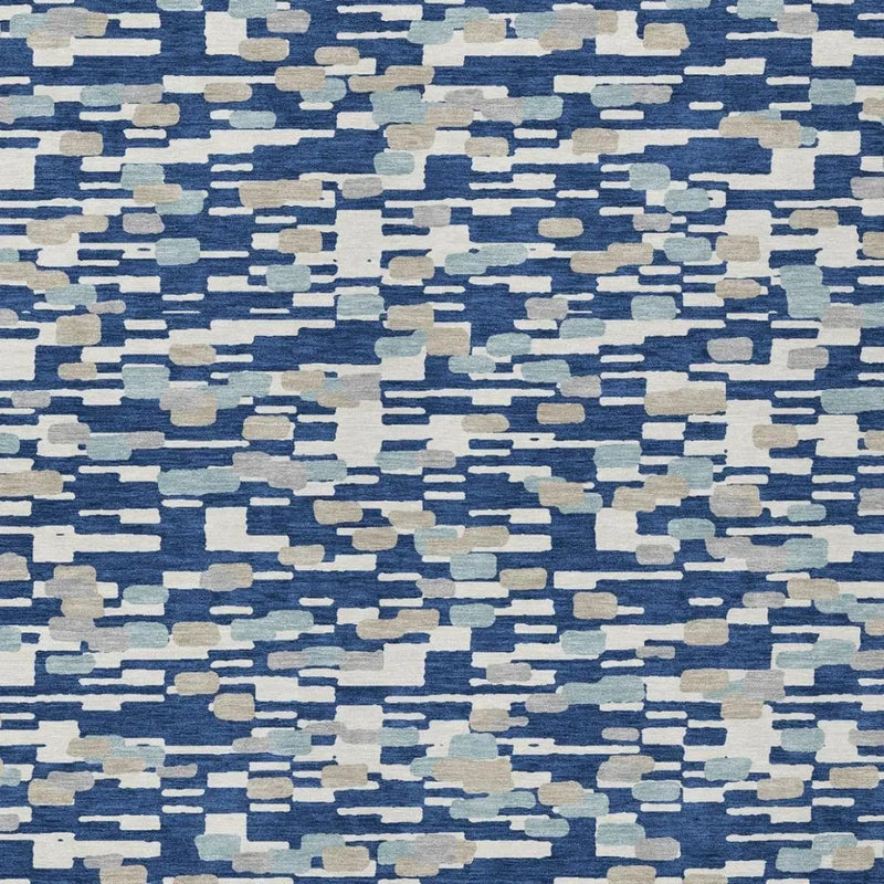 8' X 10' Blue And Silver Geometric Washable Indoor Outdoor Area Rug Homeroots Outdoor